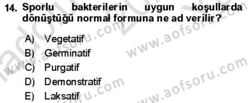 Veteriner Mikrobiyoloji ve Epidemiyoloji Dersi 2021 - 2022 Yılı Yaz Okulu Sınav Soruları 14. Soru