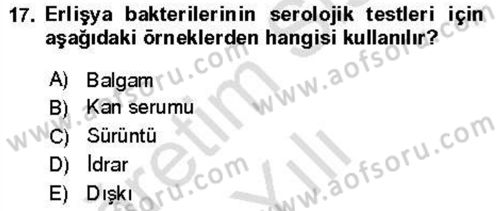 Veteriner Mikrobiyoloji ve Epidemiyoloji Dersi 2021 - 2022 Yılı Yaz Okulu Sınav Soruları 17. Soru