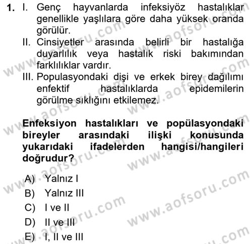 Veteriner Mikrobiyoloji ve Epidemiyoloji Dersi 2022 - 2023 Yılı (Vize) Ara Sınav Soruları 1. Soru