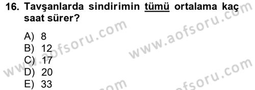 Laboratuvar Hayvanlarını Yetiştirme ve Sağlığı Dersi 2012 - 2013 Yılı (Final) Dönem Sonu Sınav Soruları 16. Soru