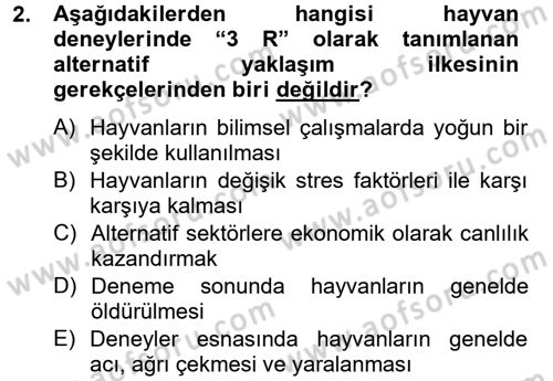 Laboratuvar Hayvanlarını Yetiştirme ve Sağlığı Dersi 2012 - 2013 Yılı (Final) Dönem Sonu Sınav Soruları 2. Soru