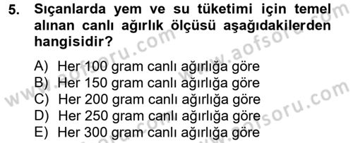 Laboratuvar Hayvanlarını Yetiştirme ve Sağlığı Dersi 2012 - 2013 Yılı (Final) Dönem Sonu Sınav Soruları 5. Soru