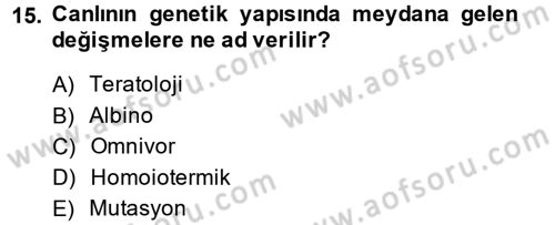 Laboratuvar Hayvanlarını Yetiştirme ve Sağlığı Dersi 2013 - 2014 Yılı (Vize) Ara Sınav Soruları 15. Soru