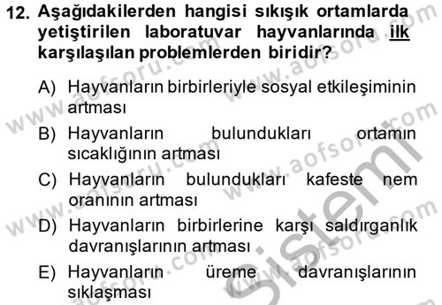 Laboratuvar Hayvanlarını Yetiştirme ve Sağlığı Dersi 2014 - 2015 Yılı (Vize) Ara Sınav Soruları 12. Soru