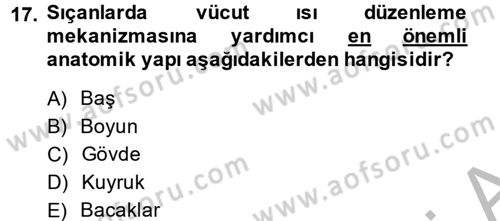 Laboratuvar Hayvanlarını Yetiştirme ve Sağlığı Dersi 2014 - 2015 Yılı (Vize) Ara Sınav Soruları 17. Soru