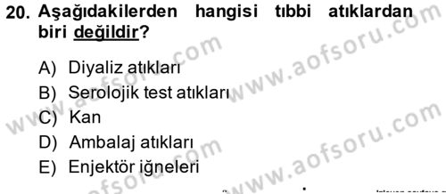 Laboratuvar Hayvanlarını Yetiştirme ve Sağlığı Dersi 2014 - 2015 Yılı (Final) Dönem Sonu Sınav Soruları 20. Soru