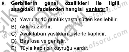 Laboratuvar Hayvanlarını Yetiştirme ve Sağlığı Dersi 2014 - 2015 Yılı (Final) Dönem Sonu Sınav Soruları 8. Soru