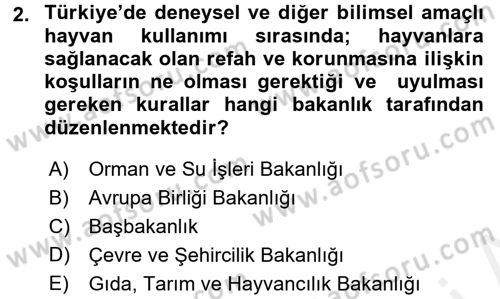Laboratuvar Hayvanlarını Yetiştirme ve Sağlığı Dersi 2015 - 2016 Yılı (Vize) Ara Sınav Soruları 2. Soru