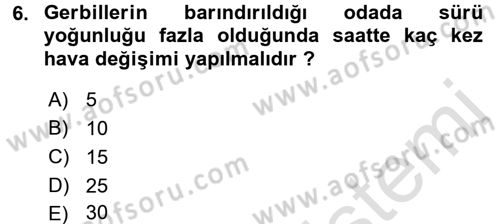 Laboratuvar Hayvanlarını Yetiştirme ve Sağlığı Dersi 2015 - 2016 Yılı (Final) Dönem Sonu Sınav Soruları 6. Soru