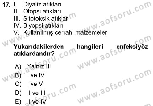 Laboratuvar Hayvanlarını Yetiştirme ve Sağlığı Dersi 2020 - 2021 Yılı Yaz Okulu Sınav Soruları 17. Soru