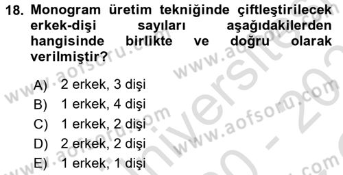 Laboratuvar Hayvanlarını Yetiştirme ve Sağlığı Dersi 2020 - 2021 Yılı Yaz Okulu Sınav Soruları 18. Soru