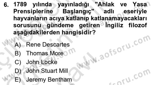 Laboratuvar Hayvanlarını Yetiştirme ve Sağlığı Dersi 2020 - 2021 Yılı Yaz Okulu Sınav Soruları 6. Soru