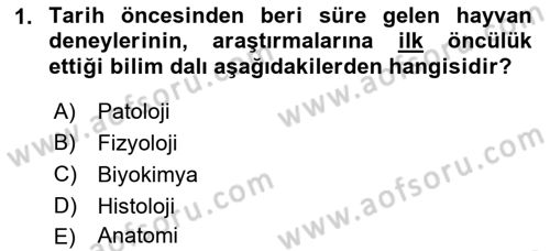 Laboratuvar Hayvanlarını Yetiştirme ve Sağlığı Dersi 2021 - 2022 Yılı (Vize) Ara Sınav Soruları 1. Soru