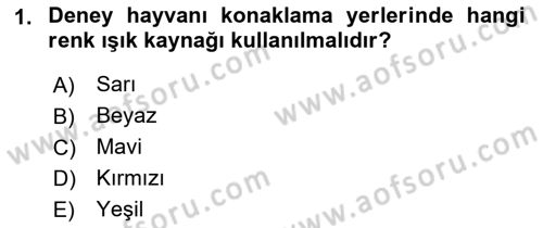 Laboratuvar Hayvanlarını Yetiştirme ve Sağlığı Dersi 2021 - 2022 Yılı (Final) Dönem Sonu Sınav Soruları 1. Soru
