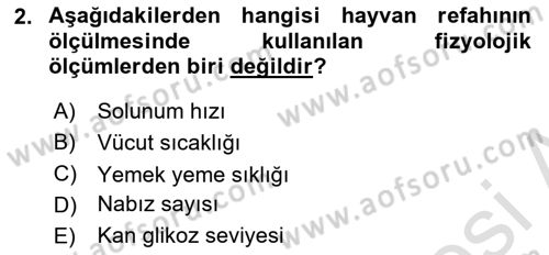 Laboratuvar Hayvanlarını Yetiştirme ve Sağlığı Dersi 2021 - 2022 Yılı Yaz Okulu Sınavı 2. Soru