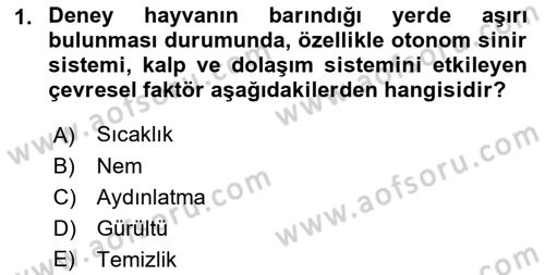 Laboratuvar Hayvanlarını Yetiştirme ve Sağlığı Dersi 2022 - 2023 Yılı Yaz Okulu Sınav Soruları 1. Soru