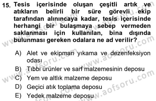 Laboratuvar Hayvanlarını Yetiştirme ve Sağlığı Dersi 2024 - 2025 Yılı (Vize) Ara Sınav Soruları 15. Soru