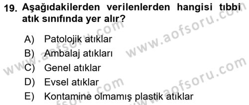 Laboratuvar Hayvanlarını Yetiştirme ve Sağlığı Dersi 2024 - 2025 Yılı (Final) Dönem Sonu Sınav Soruları 19. Soru