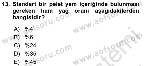 Laboratuvar Hayvanlarını Yetiştirme ve Sağlığı Dersi 2025 - 2026 Yılı (Vize) Ara Sınav Soruları 13. Soru