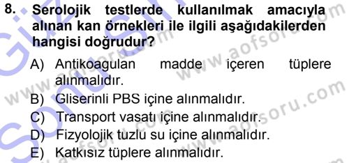 Viroloji Dersi 2012 - 2013 Yılı (Final) Dönem Sonu Sınav Soruları 8. Soru