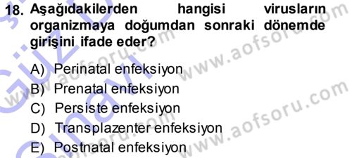 Viroloji Dersi Ara Sınavı Deneme Sınav Soruları 18. Soru