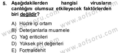Viroloji Dersi 2013 - 2014 Yılı (Vize) Ara Sınav Soruları 5. Soru