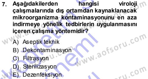 Viroloji Dersi 2013 - 2014 Yılı (Final) Dönem Sonu Sınav Soruları 7. Soru