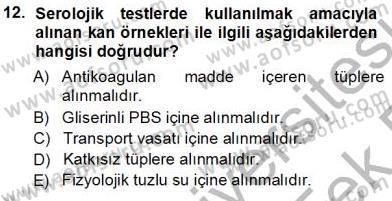 Viroloji Dersi 2013 - 2014 Yılı Tek Ders Sınav Soruları 12. Soru