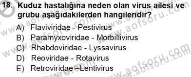 Viroloji Dersi 2013 - 2014 Yılı Tek Ders Sınav Soruları 18. Soru