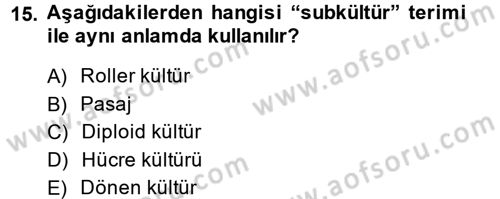 Viroloji Dersi 2014 - 2015 Yılı (Vize) Ara Sınav Soruları 15. Soru
