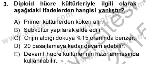Viroloji Dersi 2014 - 2015 Yılı (Final) Dönem Sonu Sınav Soruları 3. Soru