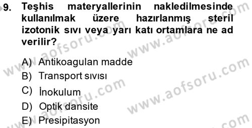 Viroloji Dersi 2014 - 2015 Yılı (Final) Dönem Sonu Sınav Soruları 9. Soru