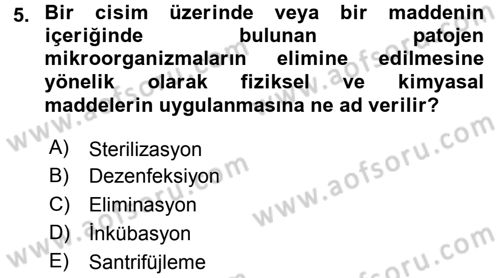 Viroloji Dersi 2015 - 2016 Yılı (Final) Dönem Sonu Sınav Soruları 5. Soru