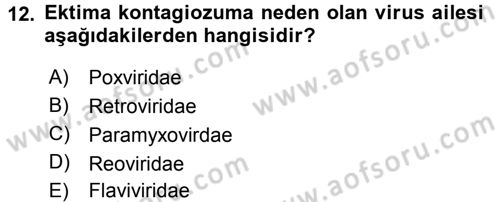 Viroloji Dersi 2016 - 2017 Yılı 3 Ders Sınav Soruları 12. Soru