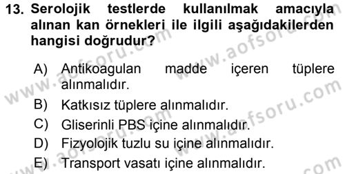 Viroloji Dersi 2016 - 2017 Yılı 3 Ders Sınav Soruları 13. Soru