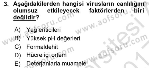 Viroloji Dersi 2016 - 2017 Yılı (Vize) Ara Sınav Soruları 3. Soru