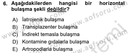 Viroloji Dersi 2016 - 2017 Yılı (Vize) Ara Sınav Soruları 6. Soru