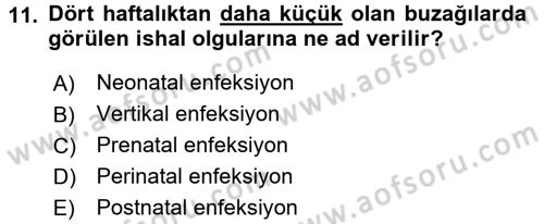 Viroloji Dersi 2016 - 2017 Yılı (Final) Dönem Sonu Sınav Soruları 11. Soru