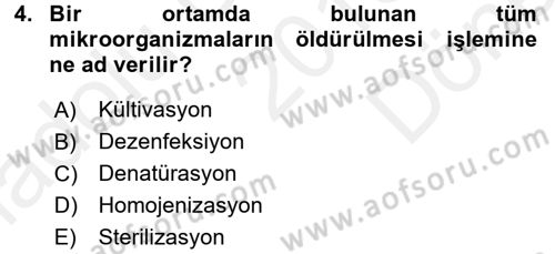 Viroloji Dersi 2016 - 2017 Yılı (Final) Dönem Sonu Sınav Soruları 4. Soru