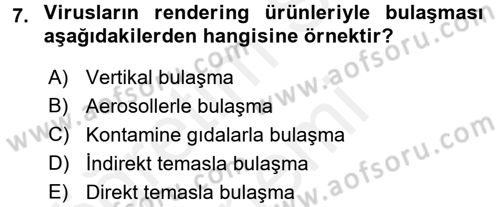Viroloji Dersi 2016 - 2017 Yılı (Final) Dönem Sonu Sınav Soruları 7. Soru