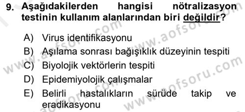 Viroloji Dersi 2016 - 2017 Yılı (Final) Dönem Sonu Sınav Soruları 9. Soru
