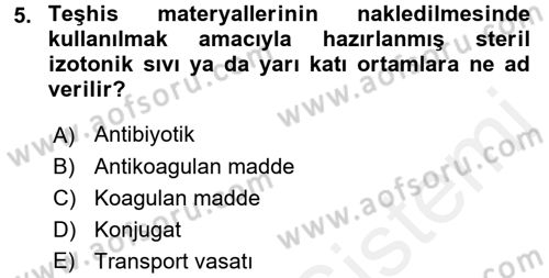 Viroloji Dersi 2017 - 2018 Yılı 3 Ders Sınav Soruları 5. Soru