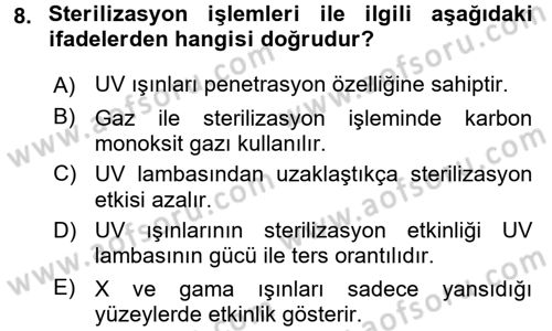 Viroloji Dersi 2017 - 2018 Yılı 3 Ders Sınav Soruları 8. Soru