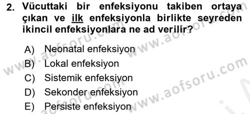 Viroloji Dersi 2017 - 2018 Yılı (Final) Dönem Sonu Sınav Soruları 2. Soru