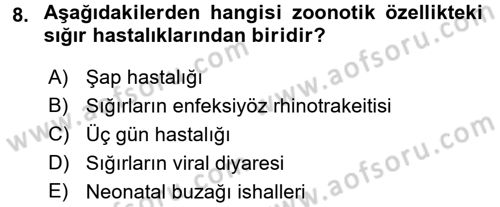 Viroloji Dersi 2017 - 2018 Yılı (Final) Dönem Sonu Sınav Soruları 8. Soru