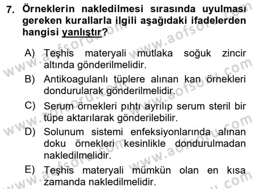 Viroloji Dersi 2018 - 2019 Yılı 3 Ders Sınav Soruları 7. Soru