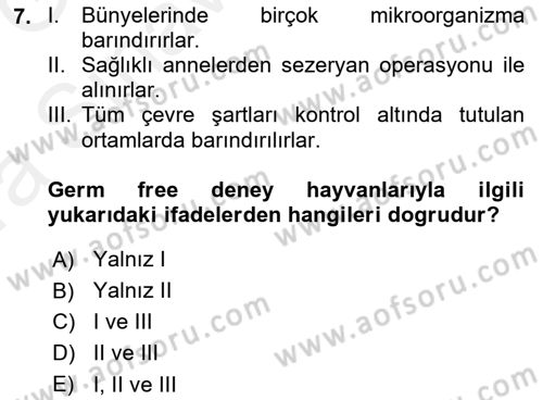 Viroloji Dersi Ara Sınavı Deneme Sınav Soruları 7. Soru