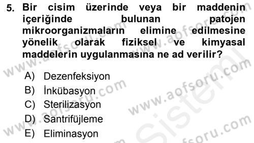 Viroloji Dersi 2018 - 2019 Yılı (Final) Dönem Sonu Sınav Soruları 5. Soru