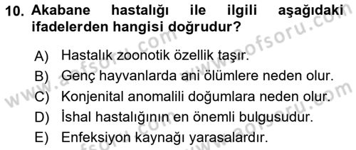 Viroloji Dersi 2018 - 2019 Yılı Yaz Okulu Sınav Soruları 10. Soru