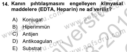 Viroloji Dersi 2018 - 2019 Yılı Yaz Okulu Sınav Soruları 14. Soru